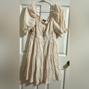 Trixxi Cream Puff Sleeve Kids Dress